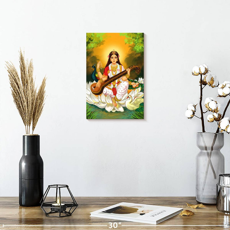 Adella Saraswati jouant de la musique, H 12 po x l 8 po