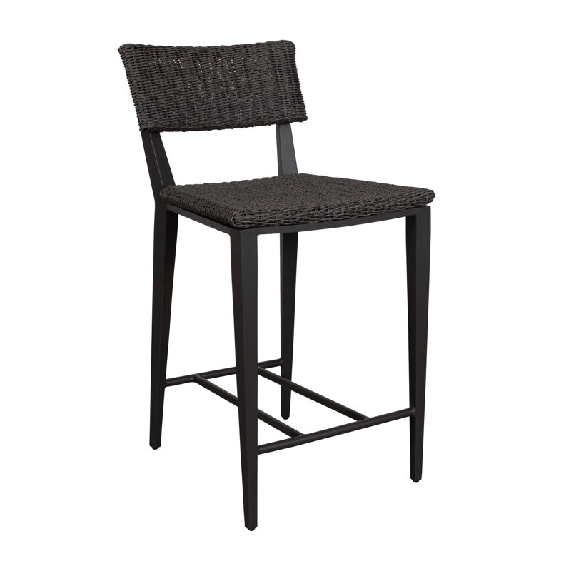 Coleston Outdoor Counter Stool, 26.25", Black, Black