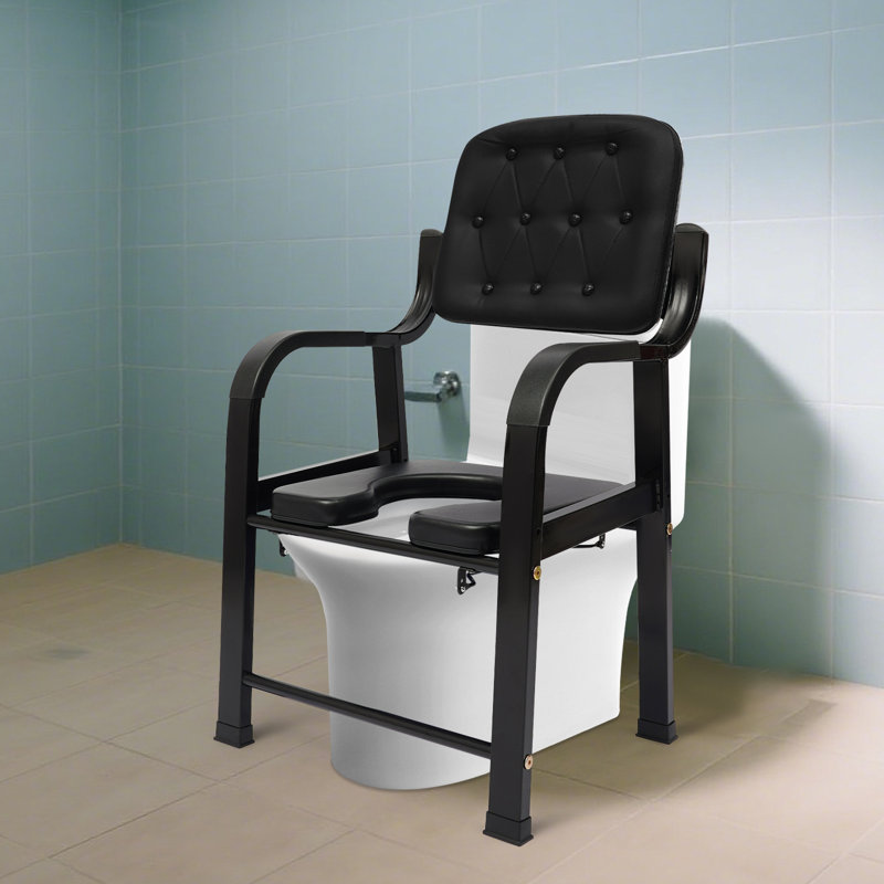 Heavy Duty Toilet Chair With Removable Bucket, Bedside Commode Chair For Elderly/Disabled/Injured, Bedside Commode Chair With Backrest