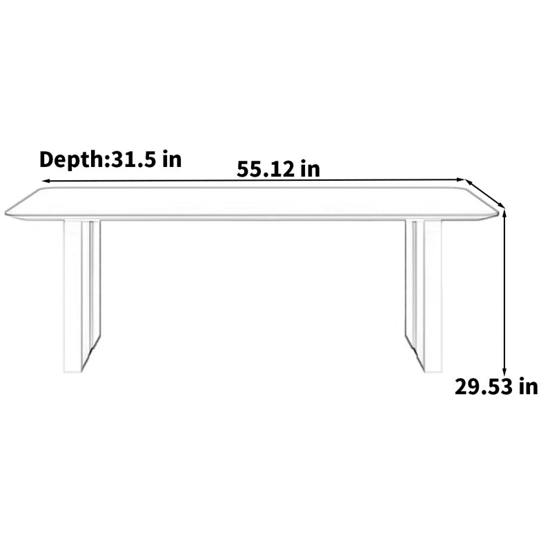 Table rectangulaire italienne moderne et minimaliste, H 29,53 po x L 55,12 po x l 31,5 po