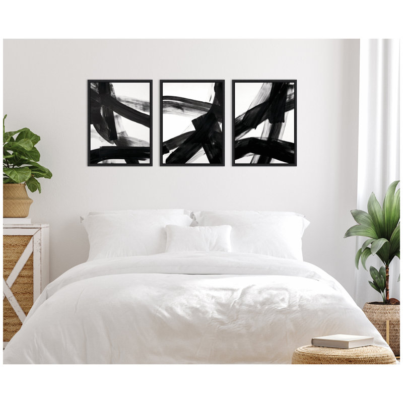 «Black Mark», ensemble d'art mural sur toile encadrée par Amy Lighthall, H 24 po x l 18 po, Noir