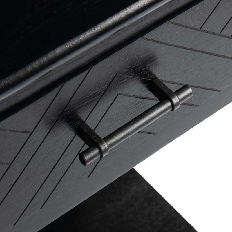 Raine End Table with Storage, Black