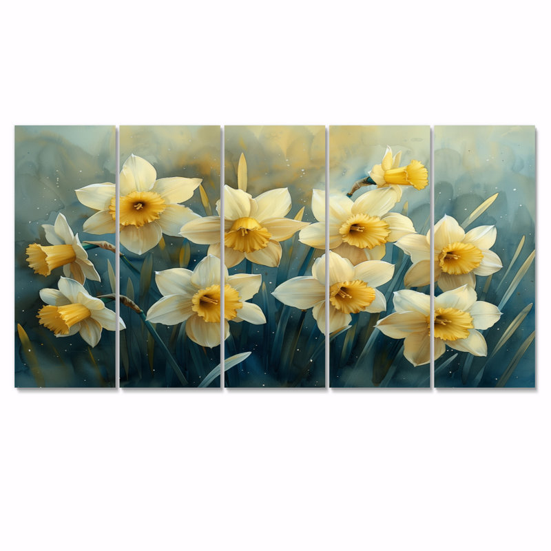 Ensemble de décorations murales jonquilles - Jardin de la vie - blanc et jaune, H 32 po x l 80 po