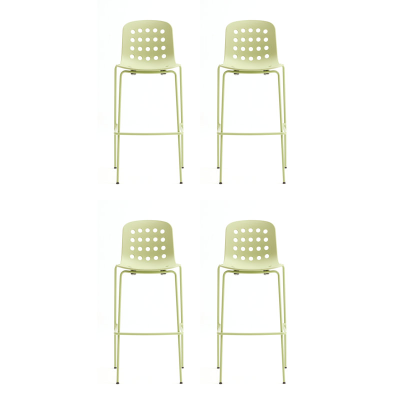 Tabouret de bar perforé Holi (ensemble de 4), Vert olive