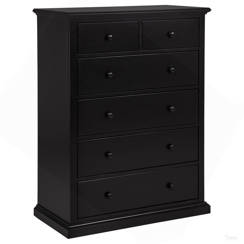 Commode de chambre 6 tiroirs Anzio, Noir