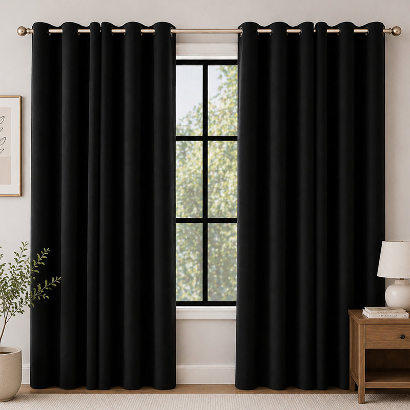 Panneau de rideau occultant 100% occultant avec œillets Sheridan, Noir, L 40 po x L 72 po