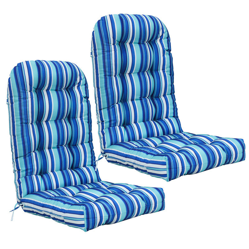 Outdoor/Indoor High Back Chair Cushion, Blue Stripes