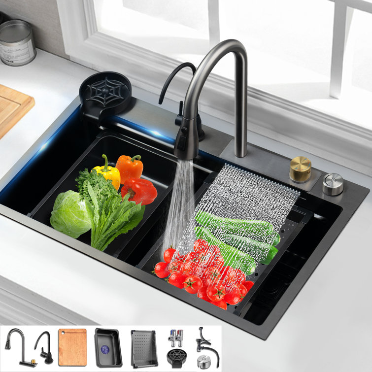 Kinnls PRM-1 29 L x 18 W Kitchen Sink with Faucet and Basket Strainer