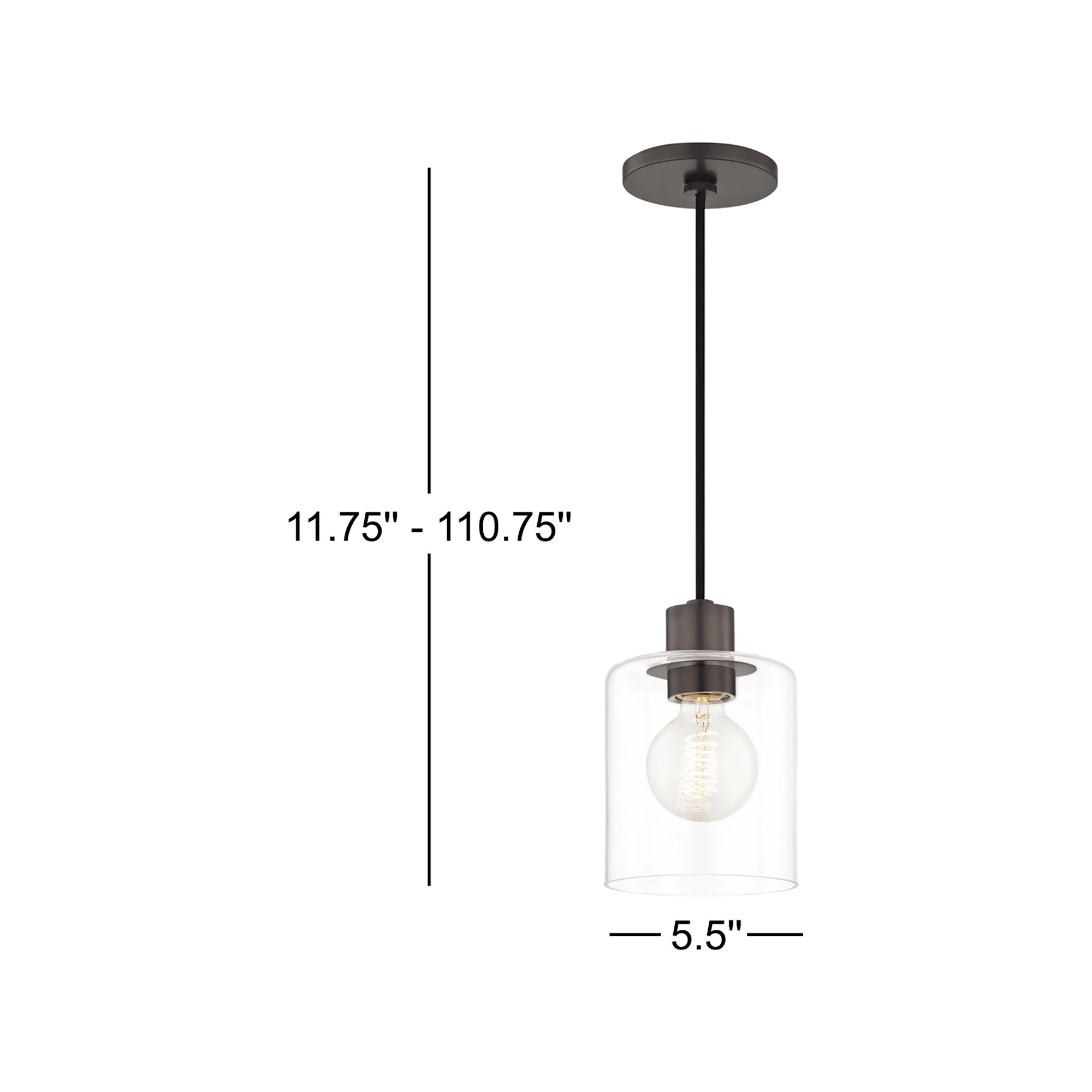Alvy Single Light Glass Dimmable Pendant, Old Bronze