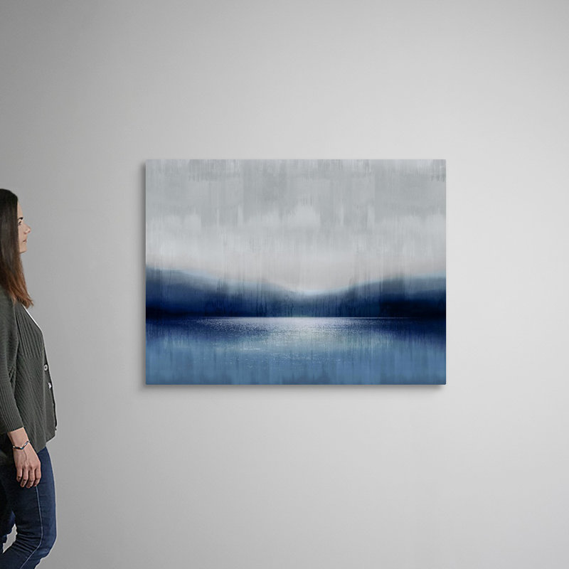 Reproduction d’art sur toile abstraite Landscape Indigo Lake 2 par David Moore, Toile tendue, H 36 po x l 48 po x P 1,25 po