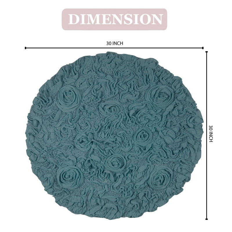 Tapis de bain rond 100% coton Home Weavers Franciska, L 30 po x L 30 po, Bleu