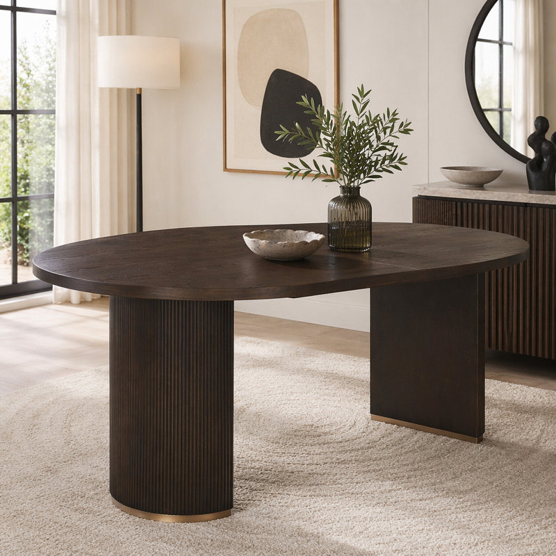 Oval Dining Table Double Pedestal, Espresso