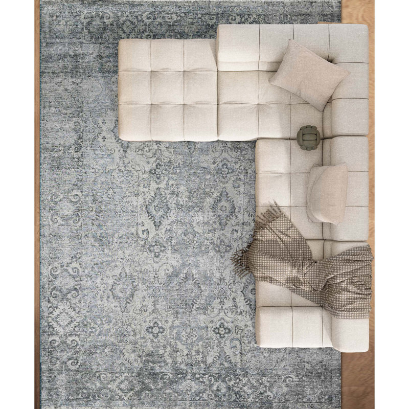 Hand Knotted Wool Oriental Area Rug in Gray/Charcoal, Rectangle 8' x 10'