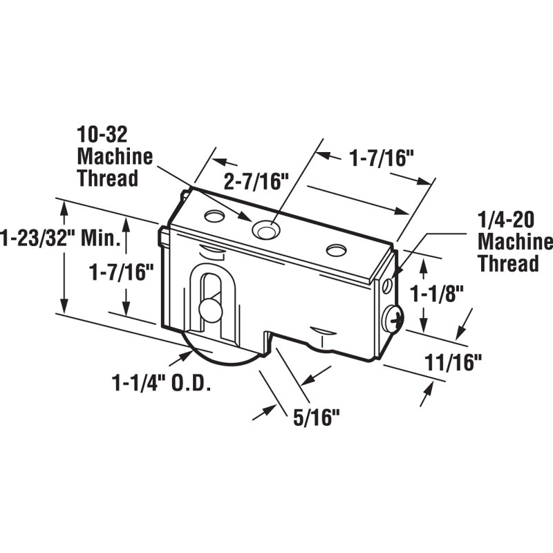 Rouleau tandem à roulement à billes en plastique de 1-1 / 4 po, porte en T, onglet F (paquet de 1)