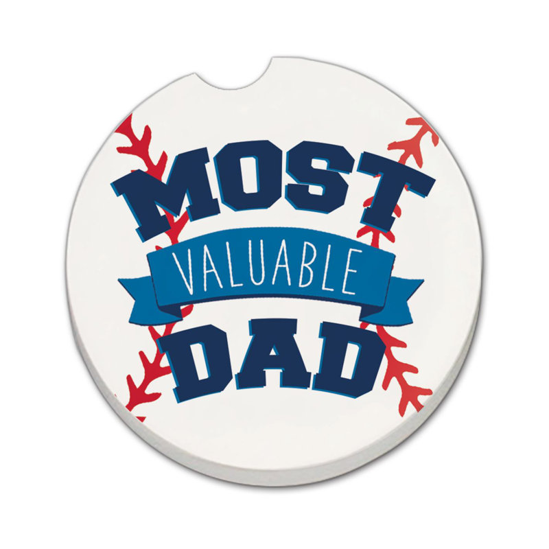 Most Valuable Dad Single Round Absorbent Stone Car Coaster