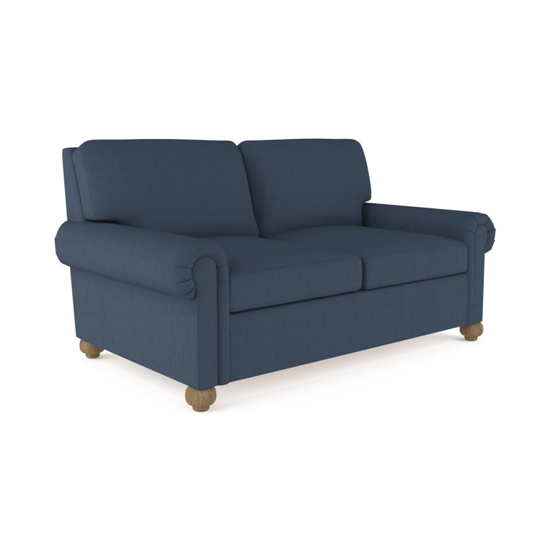 Causeuse Leroy, Patiné, Lin à tissage carré jacinthe, H 36 po x l 72 po x P 49 po
