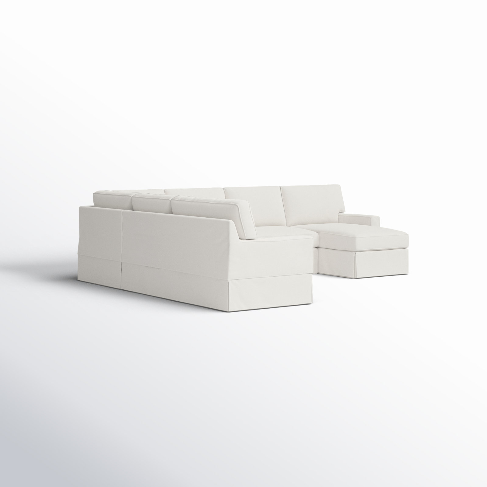 Taylor Upholstered U-Sectional, Bayou Off White Canvas, Left Hand Facing