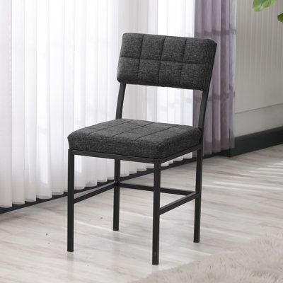 Chaise moderne anthracite, structure 100% métal, tissu 100% lin, 15,7 po x 32,3 po x 15,7 po | Facile à nettoyer, capacité de 330 lb | Conception géométrique industrielle, démontée