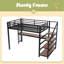 Lit mezzanine double avec bureau et escalier de rangement, lits mezzanine en métal avec lumières DEL, ports USB, filets en fer multifonctionnels, aucune boîte à ressorts nécessaire et silencieux