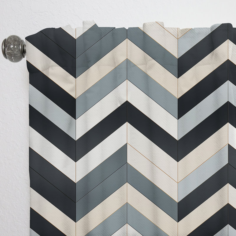 Motif à chevrons obscurcissant gris et blanc à motif géométrique neutre I - 1 panneau, L 52 po x L 95 po