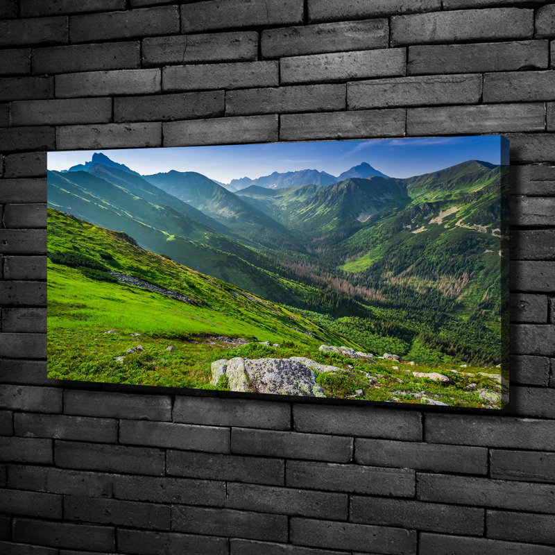 Dawn In The Mountains - No Frame Print on Glass, 50cm H x 100cm W x 2cm D, Canvas