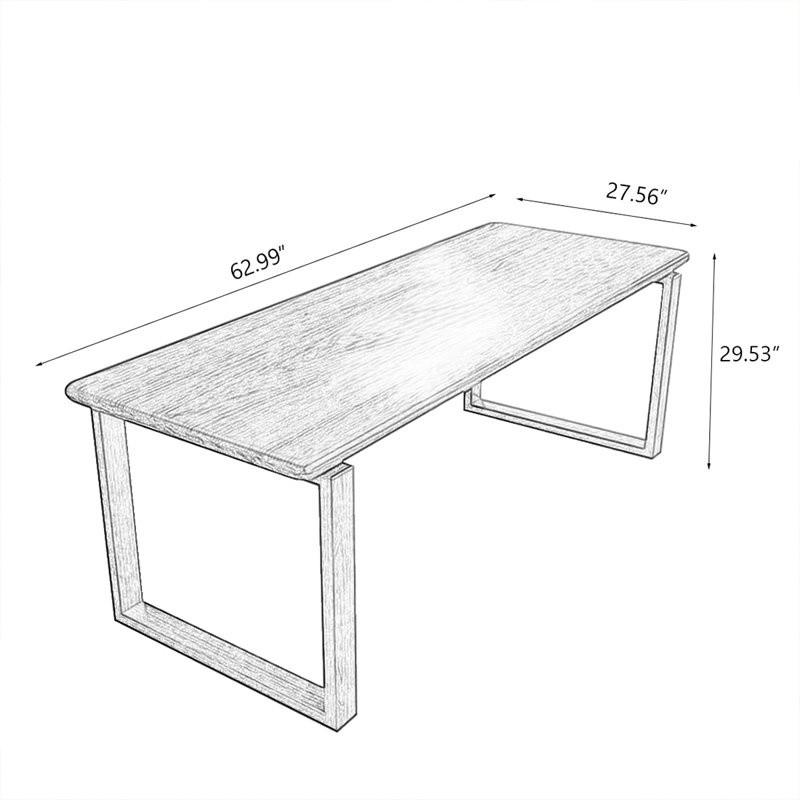 Bureau rectangulaire en bois massif noyer, H 29,53 po x l 62,99 po x P 23,62 po