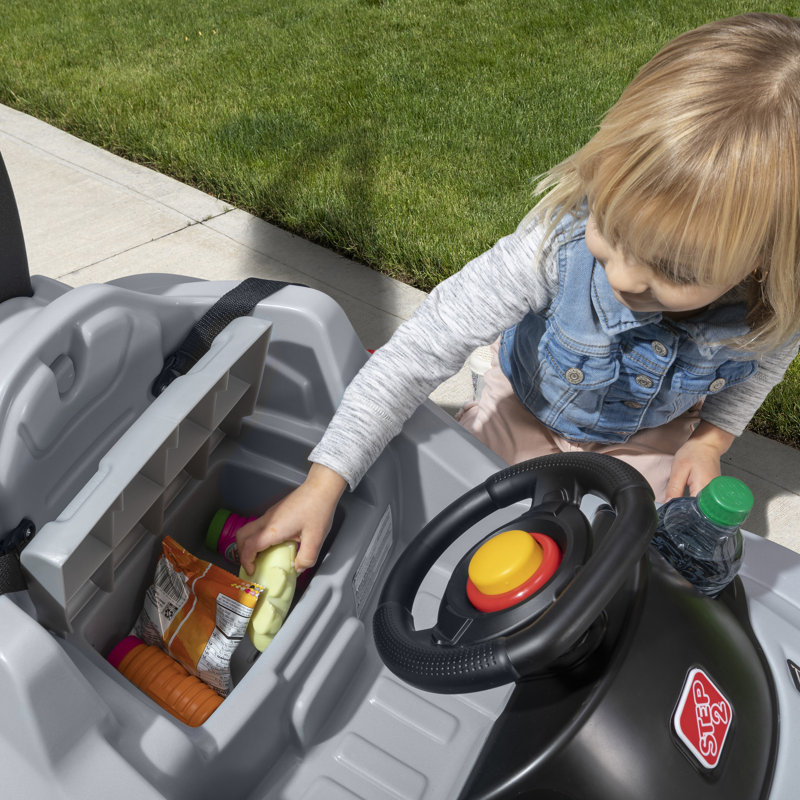 Gray All-Terrain Push Ride-On Car with Seat Belt