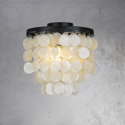 Mahaley 3-Light Coastal Capiz Seashell Flush Mount Ceiling Light