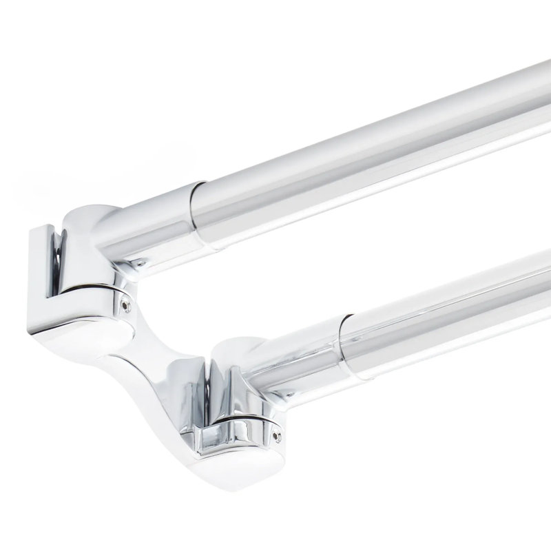 60" Chrome Double Bar Wall Mounted Shower Curtain Rod