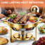 Ensemble de 4 chafing dishes ronds en acier inoxydable plaqué or de 6 pintes avec couvercles en verre – Service de buffet et de fondue haut de gamme pour fêtes, buffets, mariages et anniversaires – Lot de 4