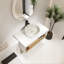 Meuble-lavabo flottant avec lavabo vasque à motif sable doré et tablette ouverte-129390574