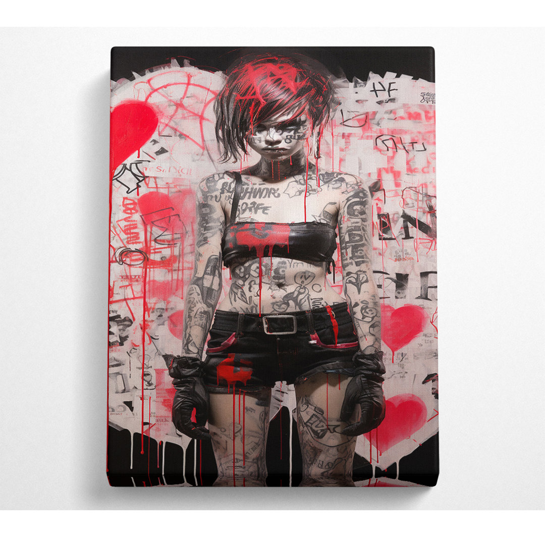 Urban Punk Rebel Girl - Kunstdrucke auf Leinwand