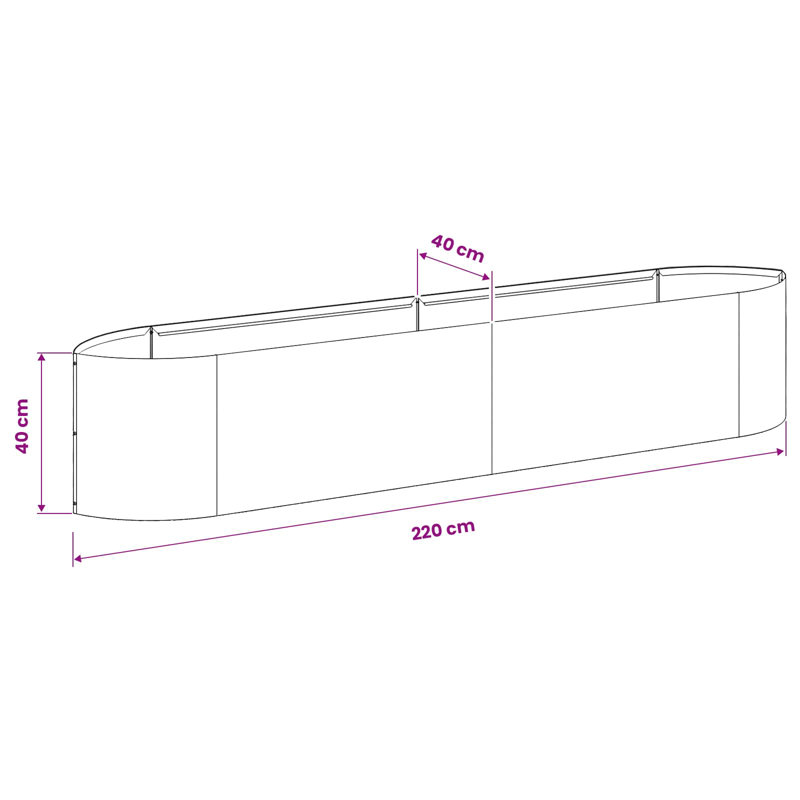 Raised Garden Bed, 40cm H x 220cm W x 40cm D, Black