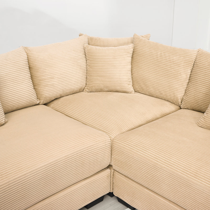 Canapé modulaire en velours côtelé de 154 po de large à 154 places, idéal pour le cinéma maison, Brun