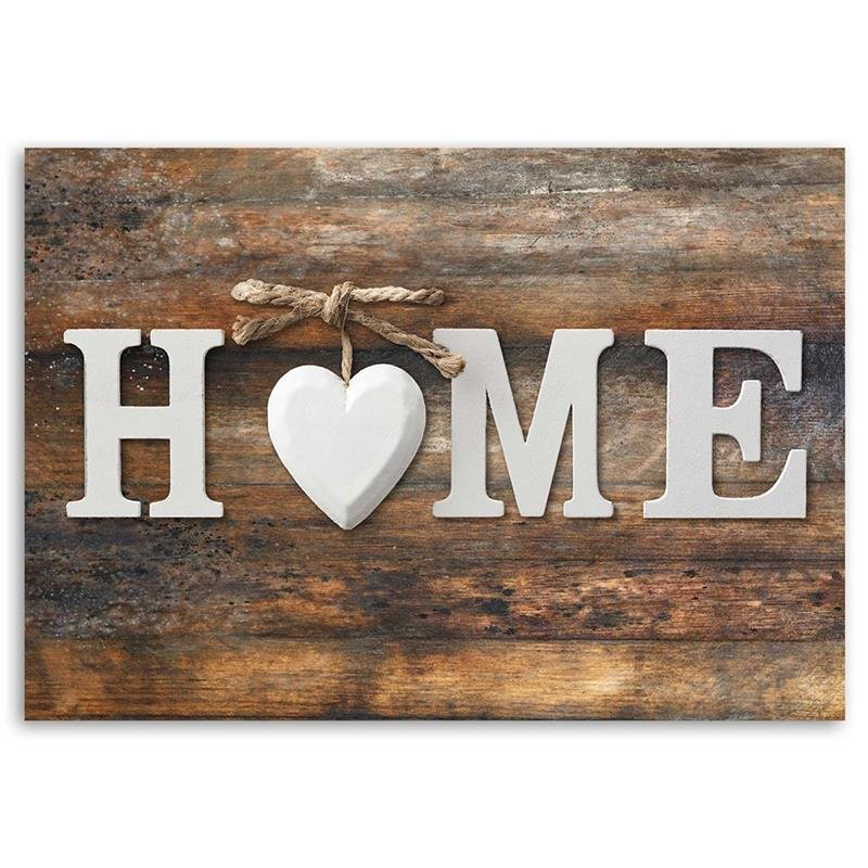 Home Heart Retro - No Frame Print on Canvas, 70cm H x 100cm W