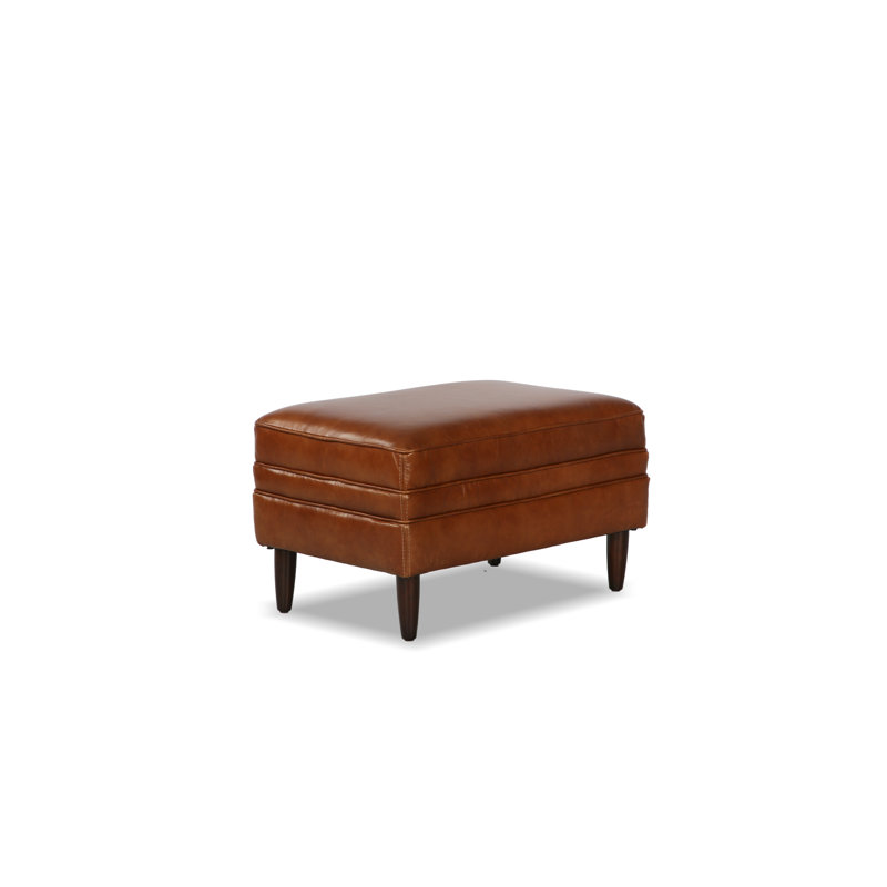 Leyla Genuine Leather 30.31" Ottoman, Brown