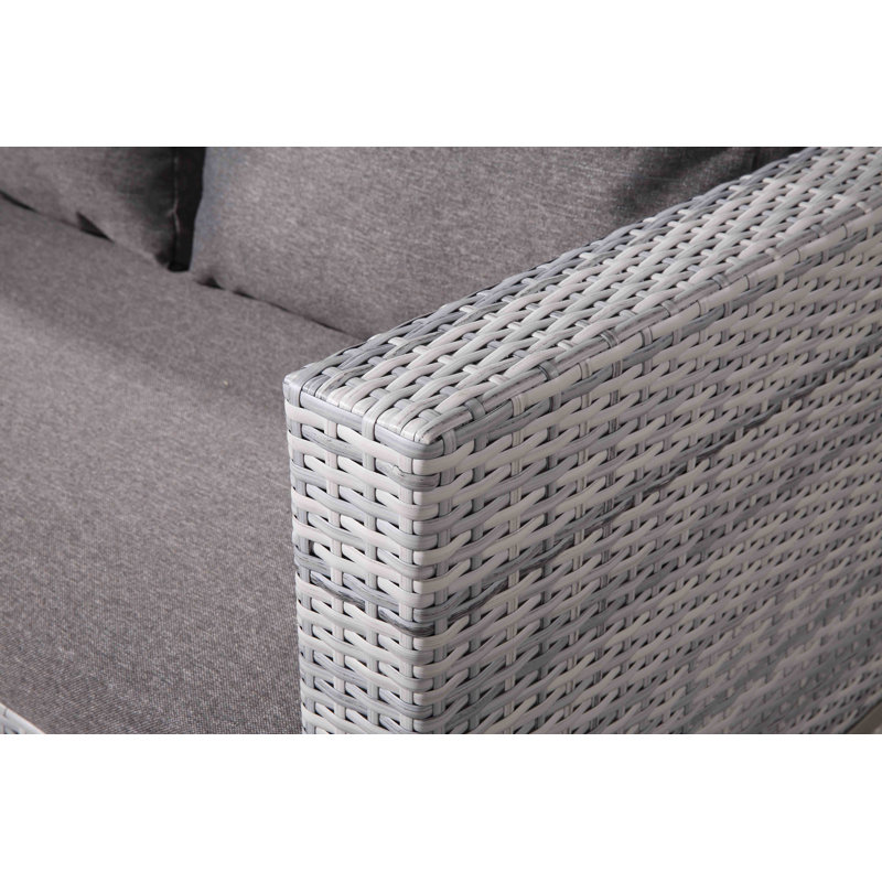 Canapé d'extérieur avec coussins Goncalves, Gris clair / Gris foncé