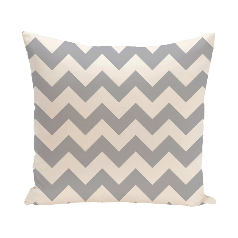 Chevron Square Pillow Cover and Insert, 26" H x 26" W, Light Gray