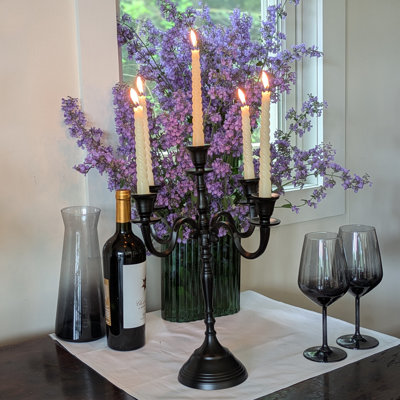 Hampton 15.7" Black Tabletop Candelabra