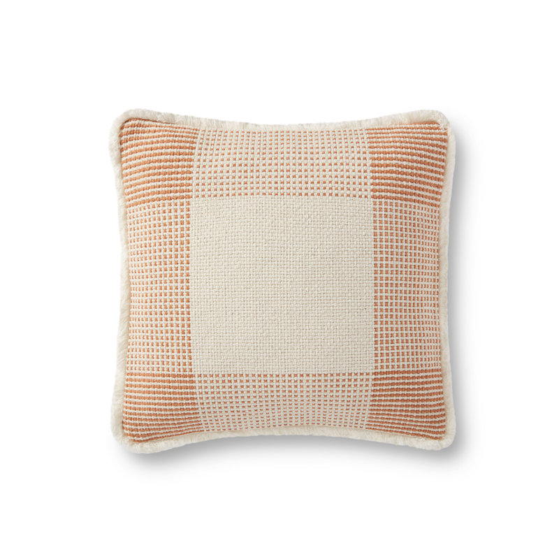 Plaid Cotton Blend Pillow Cover, Natural/Rust