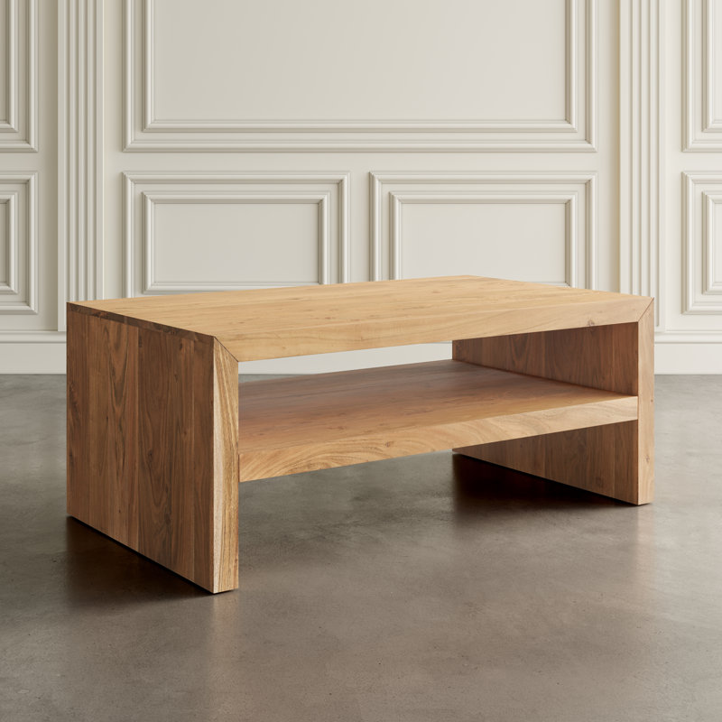 Chamniss Solid Wood Single Coffee Table, Brown Wood