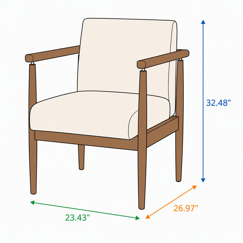 Ensemble de salle à manger de style milieu du siècle 7 pièces pour 6 personnes, table en hévéa et noyer de 178 cm avec 6 chaises rembourrées, revêtement en tissu beige