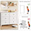 Commode 6 tiroirs avec boutons en métal, double commode en bois de 47,2 po pour le couloir de l'entrée de la chambre à coucher-2033837479