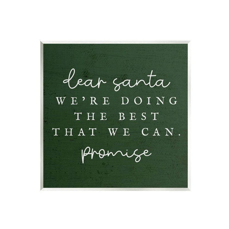 Dear Santa Best We-268, H 12 po x l 12 po x P 1,5 po, Plaque murale