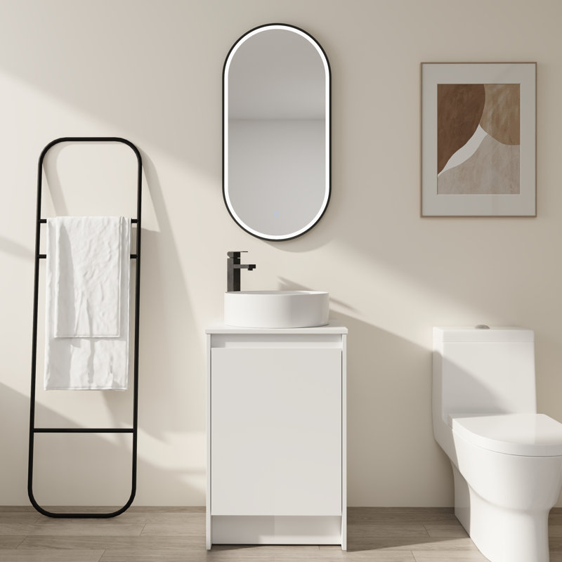 Armoire de salle de bain 20 "avec lavabo en céramique - Portes à fermeture douce et tablettes réglables