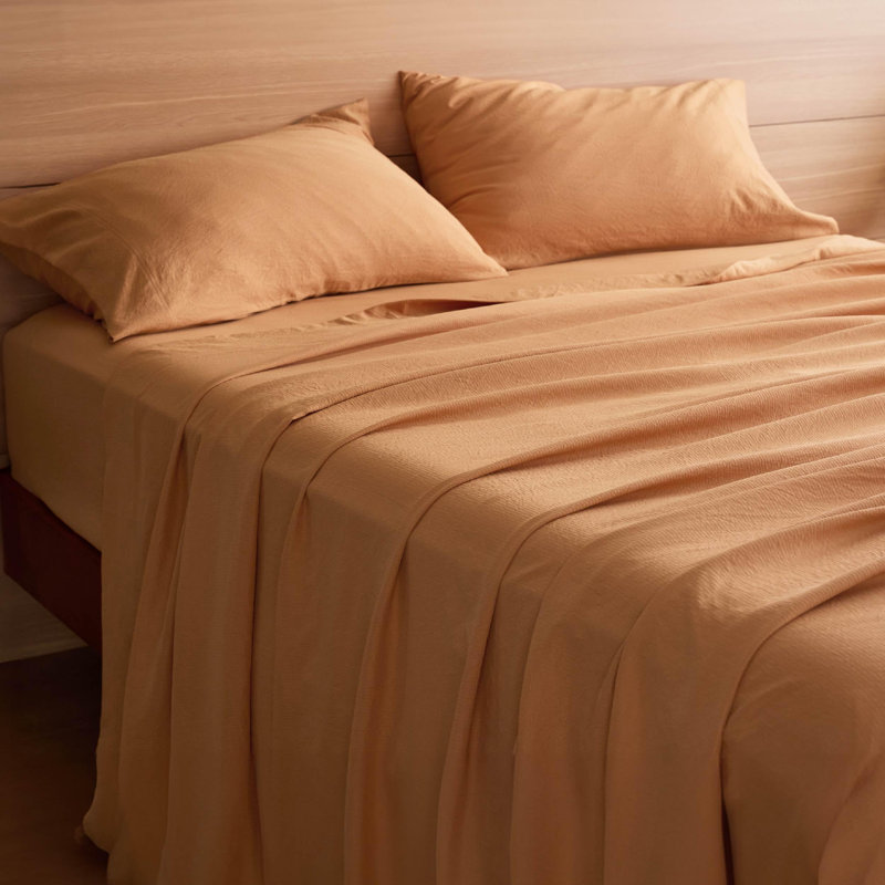 Draps de flanelle Holiday Vibe for Your Home, Ensemble de drap grand avec un drap-housse et deux, Orange brûlé
