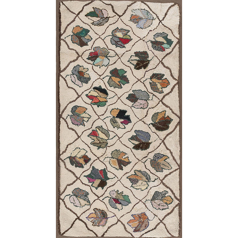 Antique American Hooked Rug America Ivory 1920s