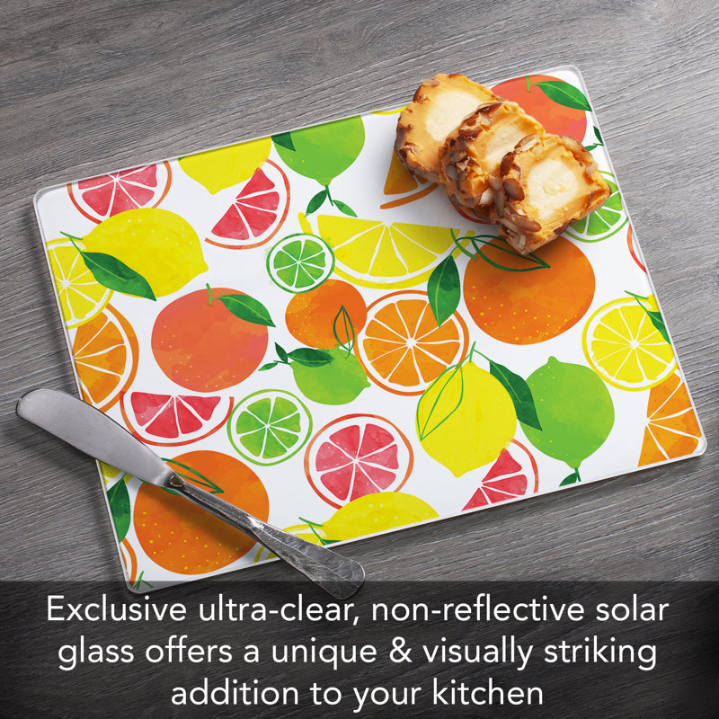 Fruity Summer 10" x 8" Tempered Glass Cutting Board