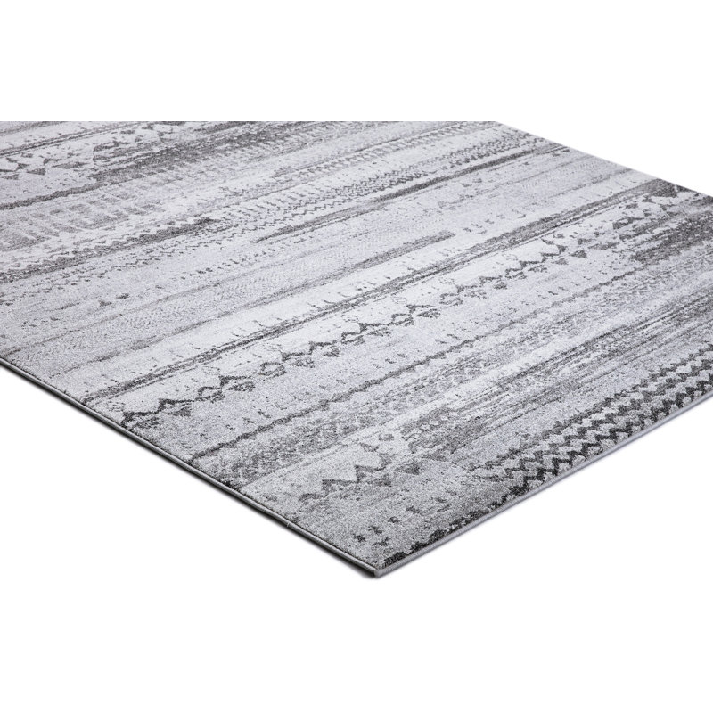 Pienza gris abstrait sans gris vieilli, Rectangle 5 pi 3 po x 7 pi 3 po