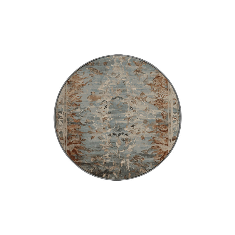 Machine Washable Gray Area Rug, Round 3'